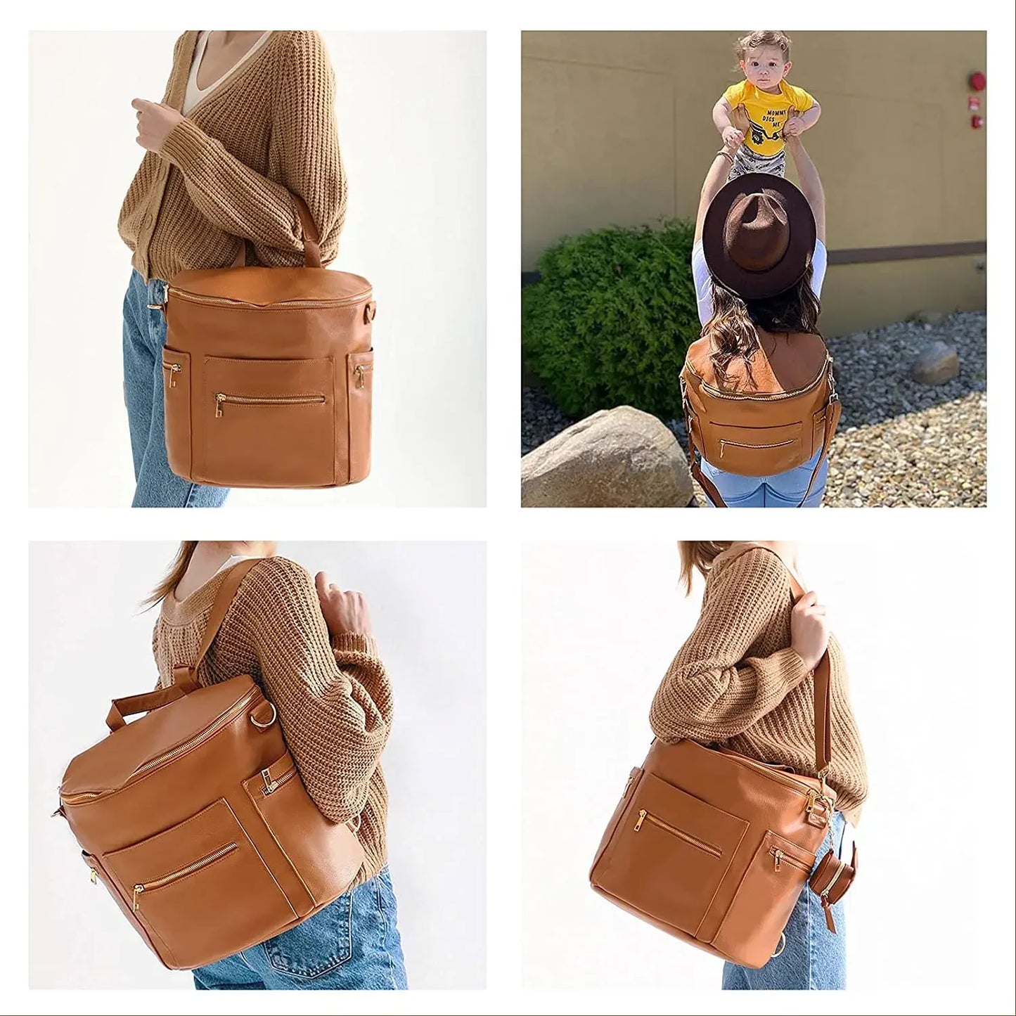 New Fashion PU Leather Mommy Bag – Stylish, Functional & Perfect for Moms on the Go!