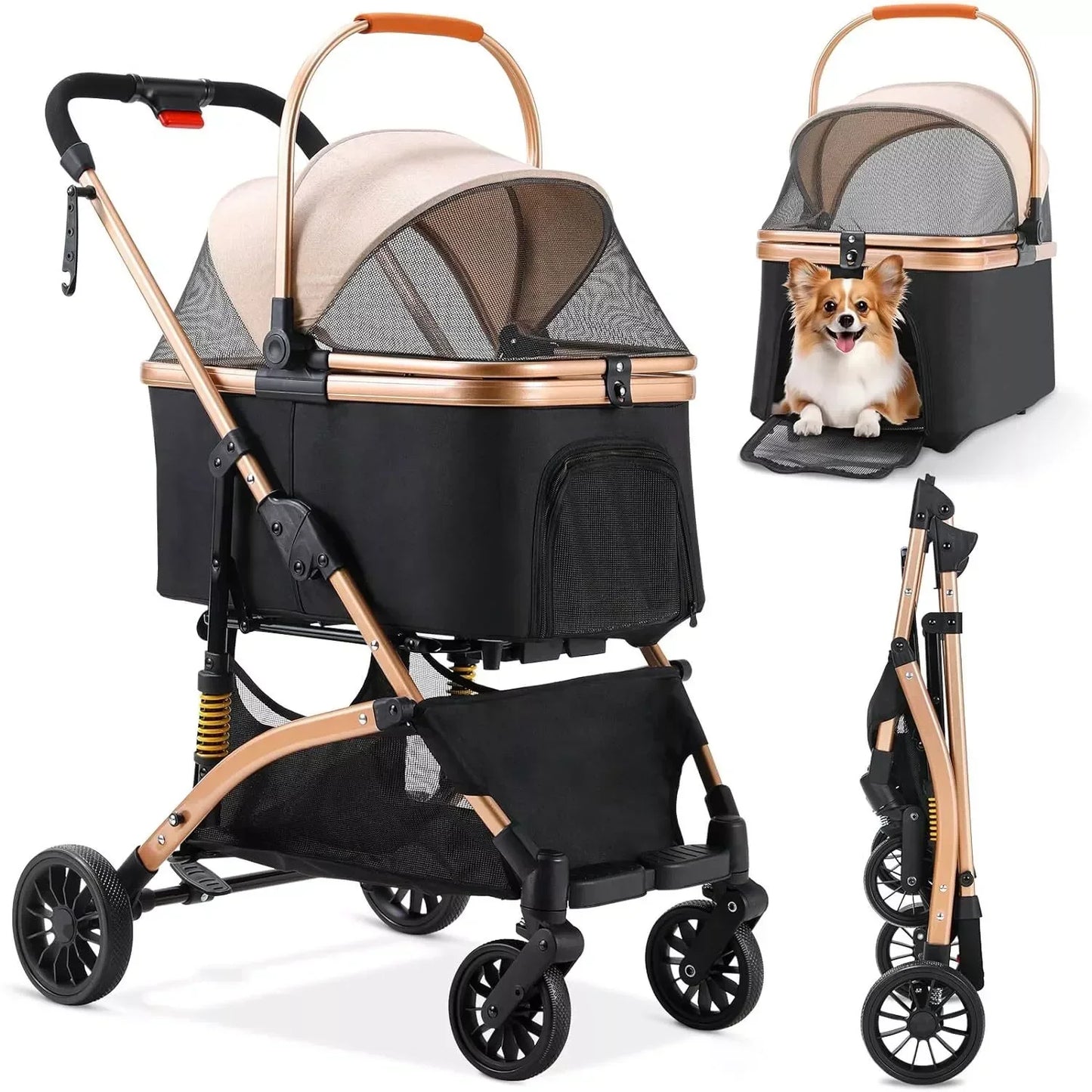2-in-1 Dog Buggy Stroller – Foldable, Durable & Perfect for Pet Transport!