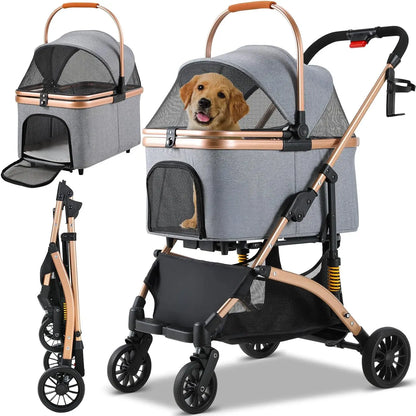 2-in-1 Dog Buggy Stroller – Foldable, Durable & Perfect for Pet Transport!