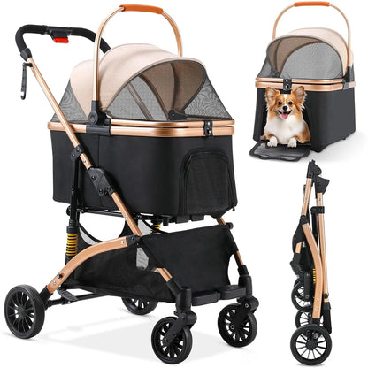 2-in-1 Dog Buggy Stroller – Foldable, Durable & Perfect for Pet Transport!