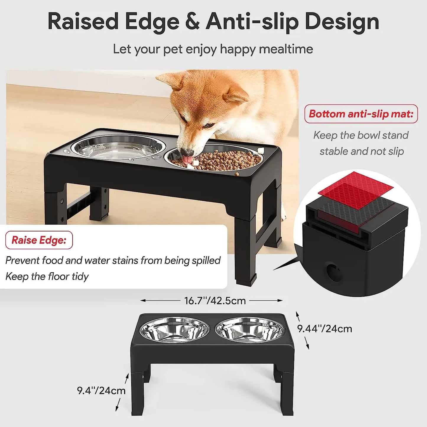 Multi Heights Folding Feeder – Adjustable Raised Dog Bowls for Every Dog!