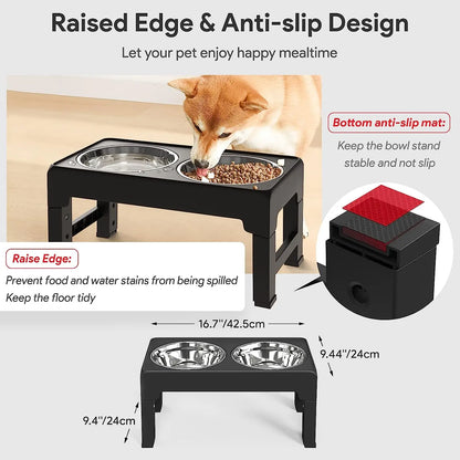 Multi Heights Folding Feeder – Adjustable Raised Dog Bowls for Every Dog!