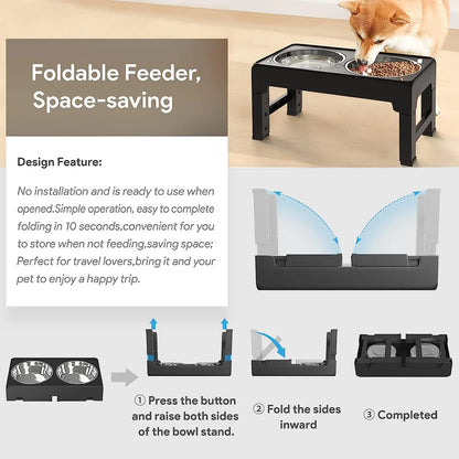 Multi Heights Folding Feeder – Adjustable Raised Dog Bowls for Every Dog!