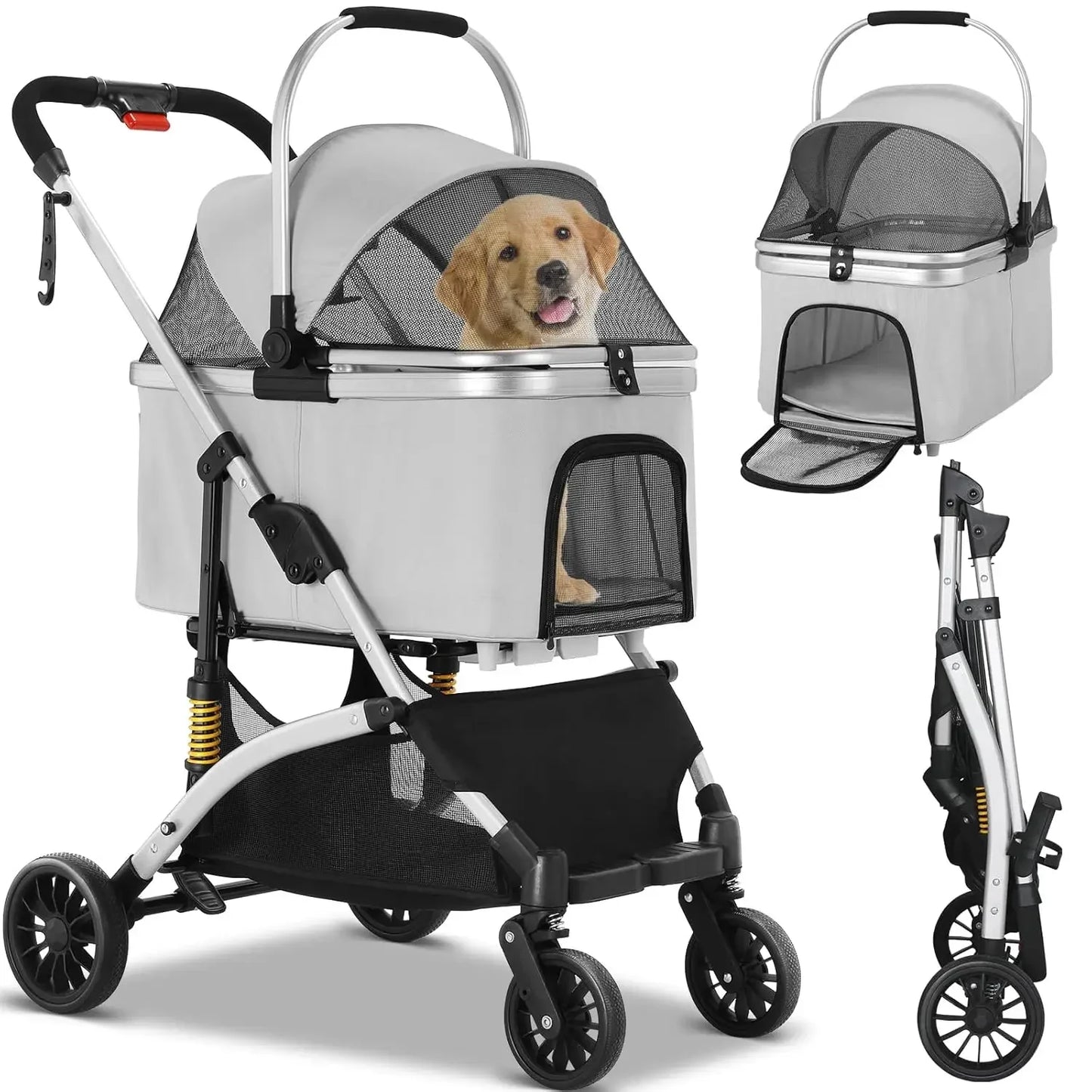 2-in-1 Dog Buggy Stroller – Foldable, Durable & Perfect for Pet Transport!