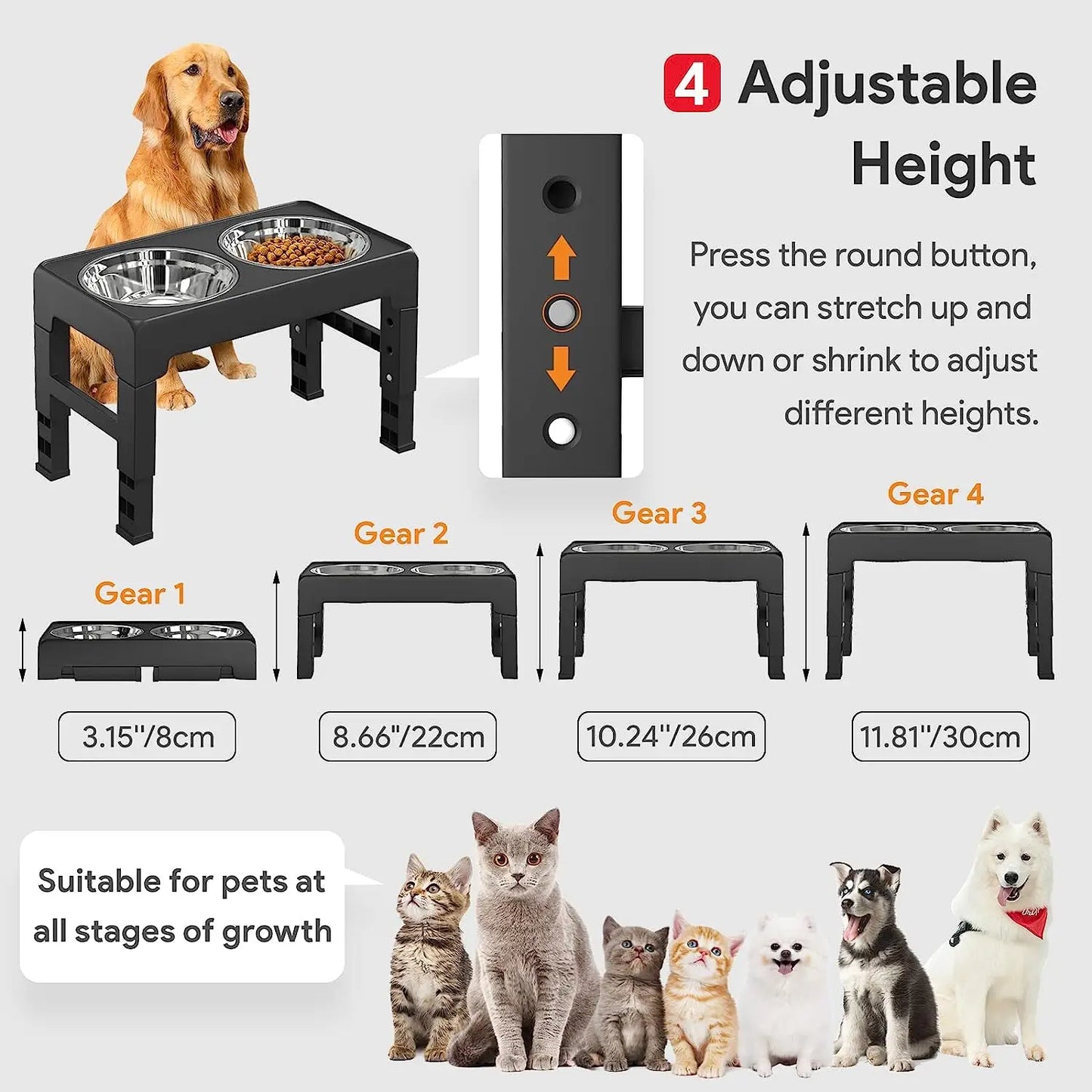 Multi Heights Folding Feeder – Adjustable Raised Dog Bowls for Every Dog!