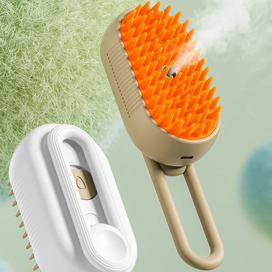 Dog Steam Brush – 3-in-1 Grooming, Hair Removal & Massage Comb!
